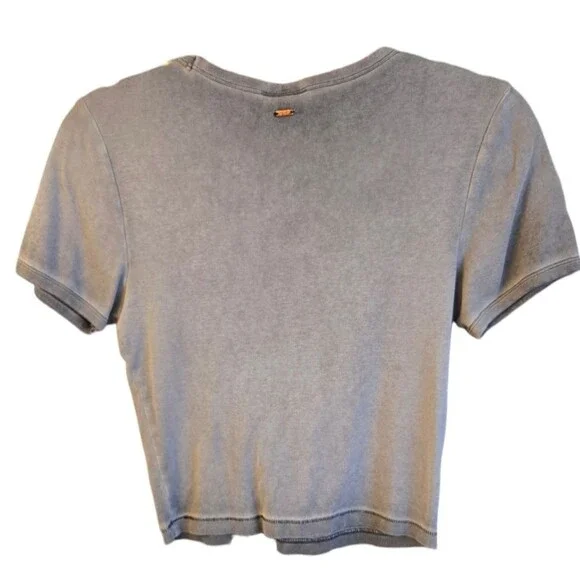 Victoria's Secret PINK Women's M Gray Cropped Distressed T-Shirt Crop Top - Picture 2 of 6